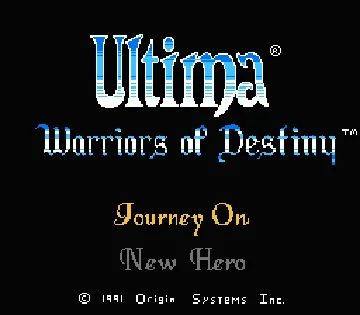 Ultima - Warriors of Destiny (USA) screen shot title